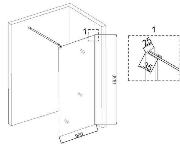 Душевая перегородка Niagara Nova 90 NG-685-90BLACK профиль Черный стекло прозрачное Душевая перегородка Niagara Nova 90 NG-685-90BLACK профиль Черный стекло прозрачное