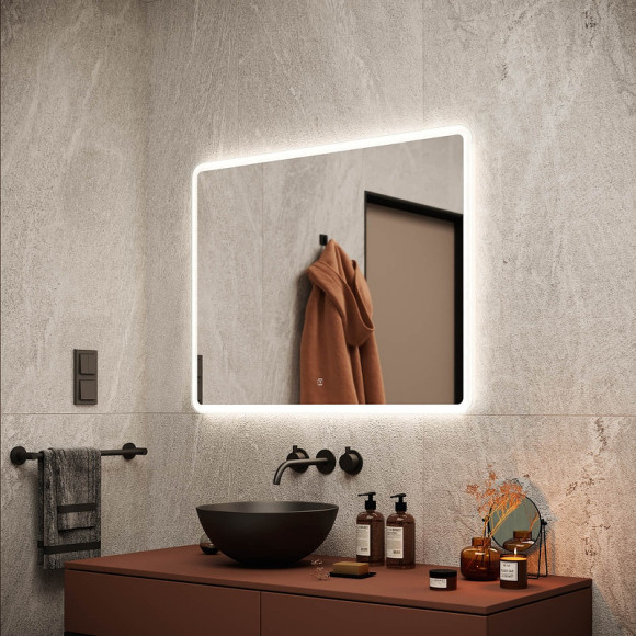 Зеркало Sancos Arcadia 90 AR900 с подсветкой с сенсорным выключателем Зеркало Sancos Arcadia 90 AR900 с подсветкой с сенсорным выключателем