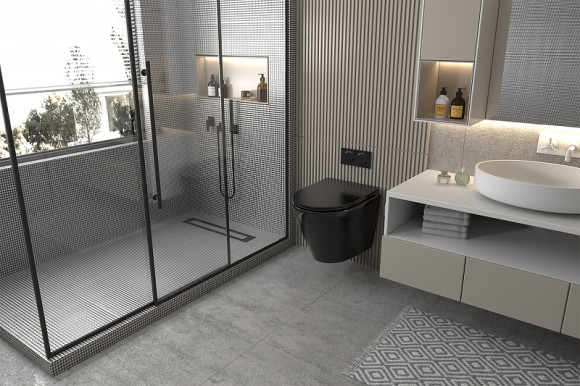 Унитаз Abber Bequem AC1102MB подвесной Черный матовый с сиденьем Микролифт Унитаз Abber Bequem AC1102MB подвесной Черный матовый с сиденьем Микролифт