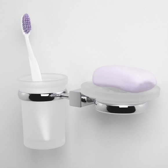 Стакан для зубных щеток с мыльницей WasserKRAFT Lippe K-6526 Хром