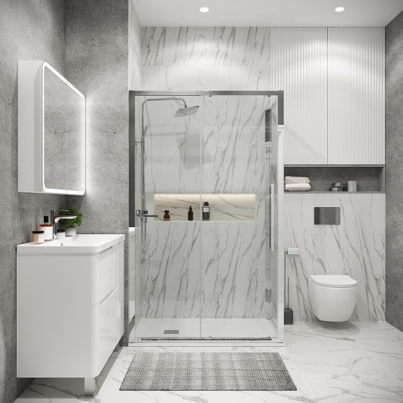 Душевой уголок Grossman Cosmo 130х70 120.K33.02.1370.10.00 профиль Хром стекло прозрачное