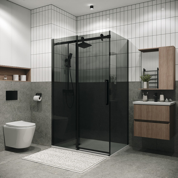 Душевой уголок Grossman Classic 100х90 120.K33.04.1090.21.10 профиль Черный матовый стекло тонированное Душевой уголок Grossman Classic 100х90 120.K33.04.1090.21.10 профиль Черный матовый стекло тонированное