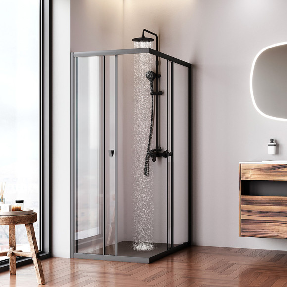 Душевой уголок AM.PM Sunny 120х80 W87G-403-12080-BT профиль Черный матовый стекло прозрачное Душевой уголок AM.PM Sunny 120х80 W87G-403-12080-BT профиль Черный матовый стекло прозрачное