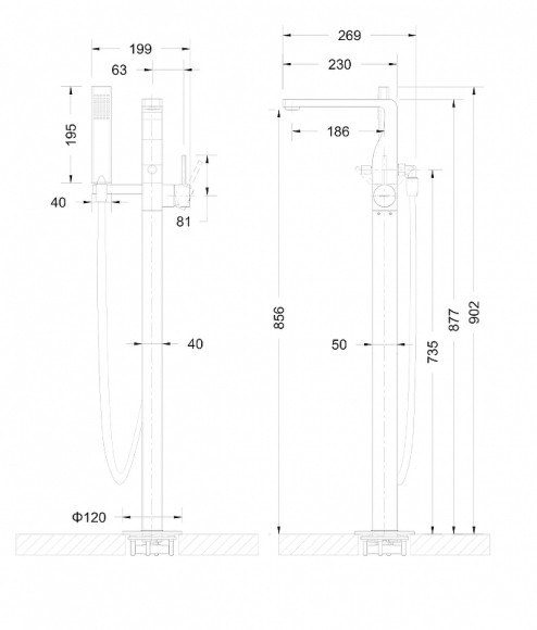 Смеситель для ванны Bravat Arc F66061C-B3-ENG напольный Хром Смеситель для ванны Bravat Arc F66061C-B3-ENG напольный Хром