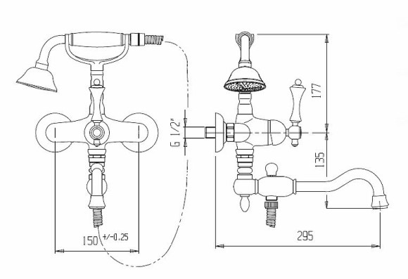 Смеситель для ванны Cezares Margot MARGOT-VDFM2-02-M Бронза
