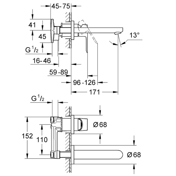 Смеситель для раковины Grohe BauEdge 20474000 Хром Смеситель для раковины Grohe BauEdge 20474000 Хром