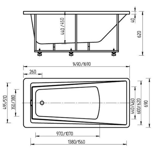 Акриловая ванна Aquatek Либра 170х70 LIB170-0000088 без панелей, каркаса и слив-перелива