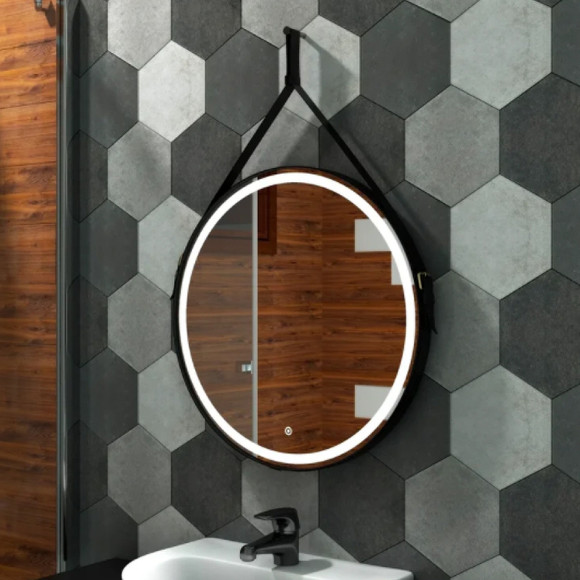 Зеркало Art&Max Milan AM-Mil-650-DS-F-Nero с подсветкой с сенсорным выключателем Черное Зеркало Art&Max Milan AM-Mil-650-DS-F-Nero с подсветкой с сенсорным выключателем Черное