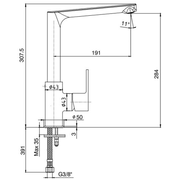 Смеситель для кухни E.C.A. Nita 102118099EX Хром Смеситель для кухни E.C.A. Nita 102118099EX Хром