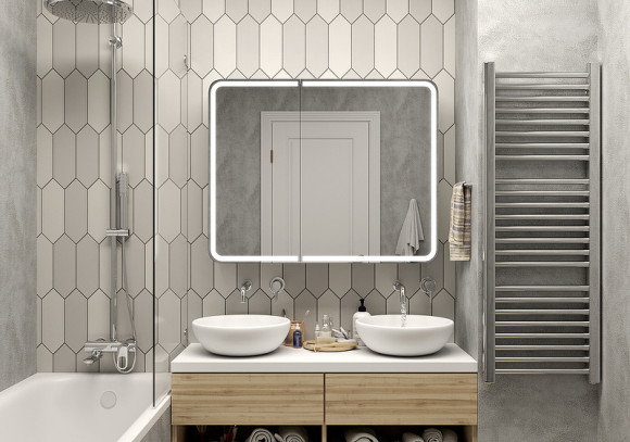 Зеркальный шкаф Континент Elliott LED 100 МВК031 с подсветкой Белый Зеркальный шкаф Континент Elliott LED 100 МВК031 с подсветкой Белый