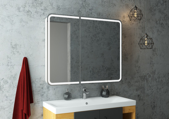 Зеркальный шкаф Континент Elliott LED 100 МВК031 с подсветкой Белый Зеркальный шкаф Континент Elliott LED 100 МВК031 с подсветкой Белый