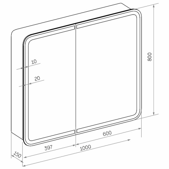 Зеркальный шкаф Континент Elliott LED 100 МВК031 с подсветкой Белый Зеркальный шкаф Континент Elliott LED 100 МВК031 с подсветкой Белый