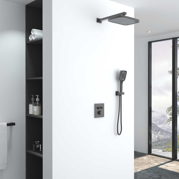 Душевая система Vincea Inspire VSFW-321MT1GM с термостатом Вороненая сталь