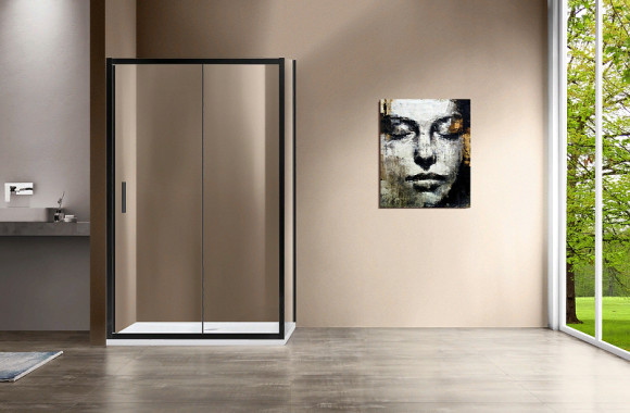 Душевой уголок Vincea Garda 140х90 VSR-1G9014CLB профиль Черный стекло прозрачное