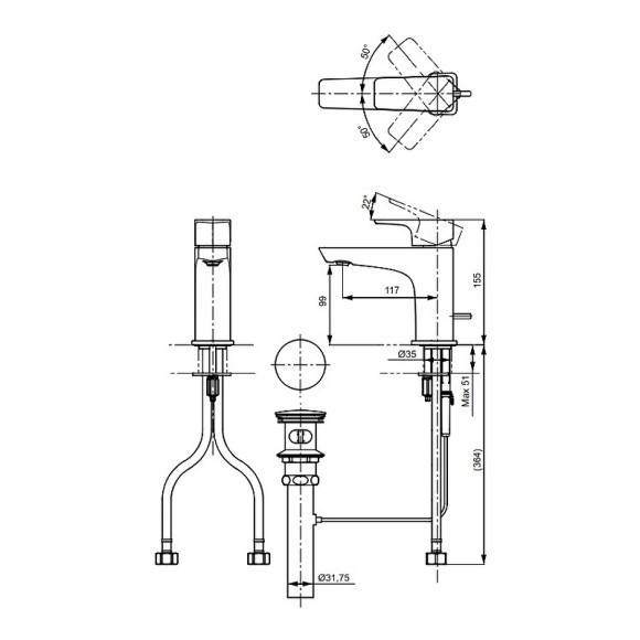 Смеситель для раковины Toto GE TLG07301R Хром Смеситель для раковины Toto GE TLG07301R Хром