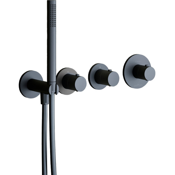 Душевая система Paffoni Modular Box KITMB000NOKING с термостатом Черная матовая