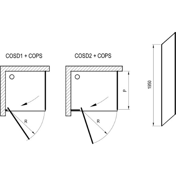 Душевая стенка Ravak Cool COPS-100 X9VVA0300Z1 профиль Черный стекло Transparent Душевая стенка Ravak Cool COPS-100 X9VVA0300Z1 профиль Черный стекло Transparent