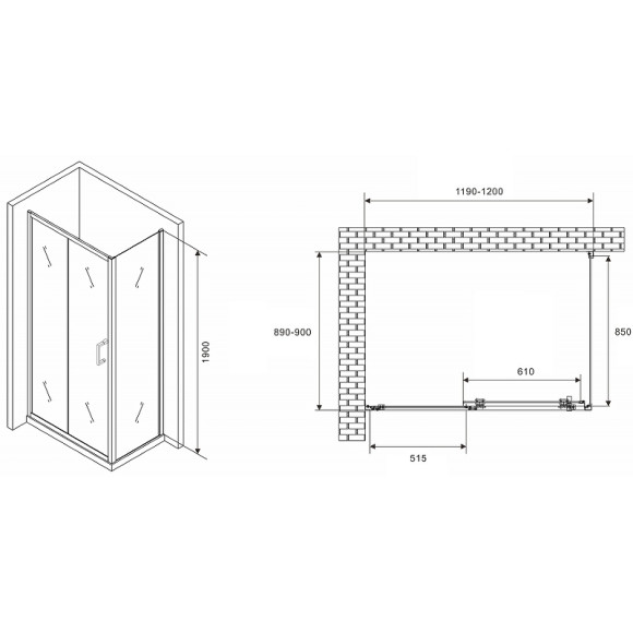 Душевой уголок Abber Schwarzer Diamant 120x90 AG301205-S905 профиль Хром стекло прозрачное Душевой уголок Abber Schwarzer Diamant 120x90 AG301205-S905 профиль Хром стекло прозрачное