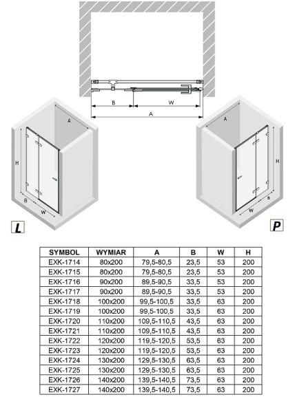 Душевая дверь New Trendy Avexa Gold 130 R EXK-1725 профиль Брашированное золото стекло прозрачное