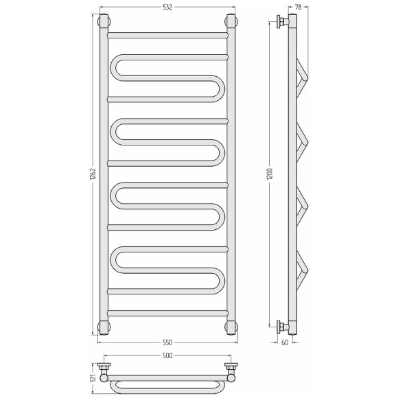 Водяной полотенцесушитель Сунержа Элегия+ 1200х500 30-0205-1250 Белый матовый Водяной полотенцесушитель Сунержа Элегия+ 1200х500 30-0205-1250 Белый матовый