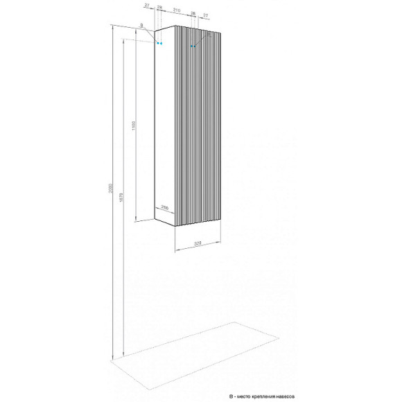 Шкаф пенал Aquaton Ар-Деко 32 1A280503DD8D0 подвесной Серый кобальт