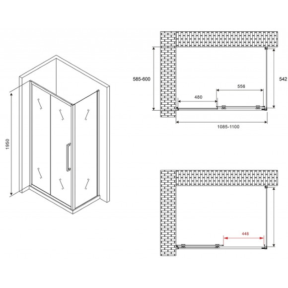 Душевой уголок Abber Schwarzer Diamant 110x60 AG30110H-S60 профиль Хром стекло прозрачное Душевой уголок Abber Schwarzer Diamant 110x60 AG30110H-S60 профиль Хром стекло прозрачное