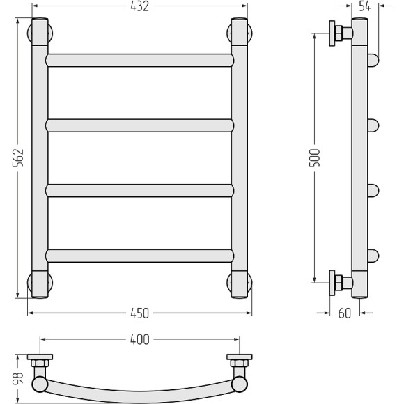 Водяной полотенцесушитель Сунержа Галант+ 500х400 12-0200-5040 Белый