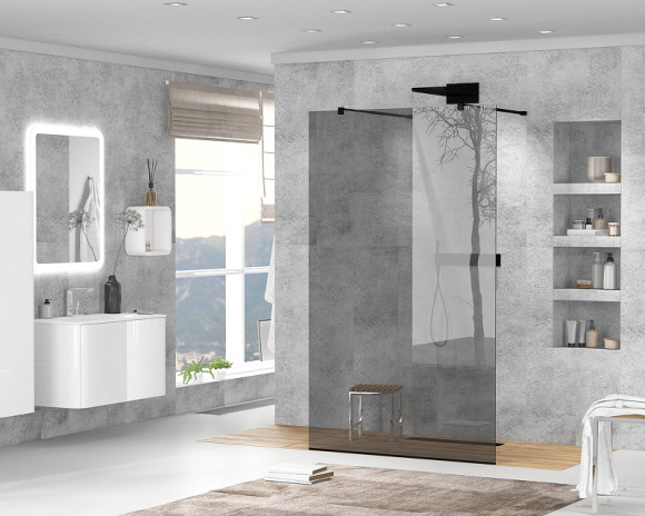 Душевая перегородка Cezares Liberta 100 LIBERTA-L-2-100-120-GR-NERO профиль Черный матовый стекло серое