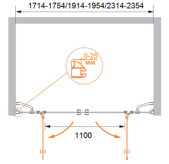 Душевая дверь Cezares Verona 240 VERONA-W-B-22-240-C-Cr профиль Хром стекло прозрачное