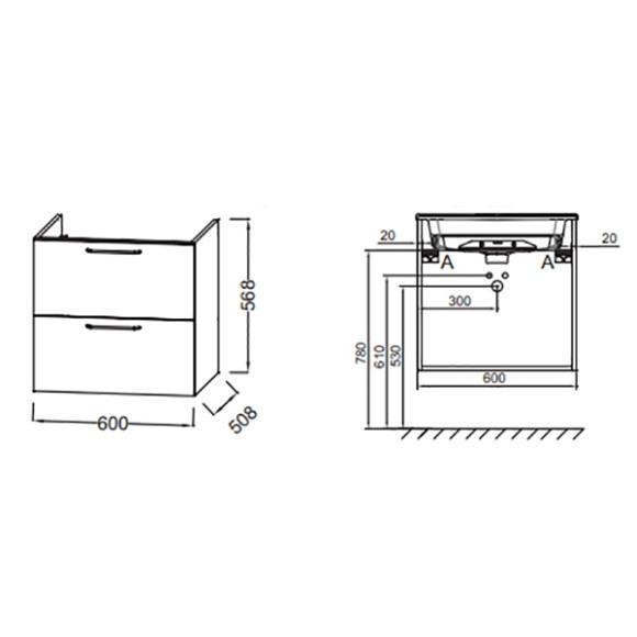 Тумба под раковину Jacob Delafon Odeon Rive Gauche 60 EB2520-R5-E52 подвесная Дуб Табак ручки Хром Тумба под раковину Jacob Delafon Odeon Rive Gauche 60 EB2520-R5-E52 подвесная Дуб Табак ручки Хром