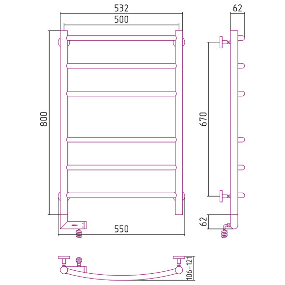 Электрический полотенцесушитель Сунержа Галант 2.0 800x500 L 31-5200-8050 Черный матовый Электрический полотенцесушитель Сунержа Галант 2.0 800x500 L 31-5200-8050 Черный матовый