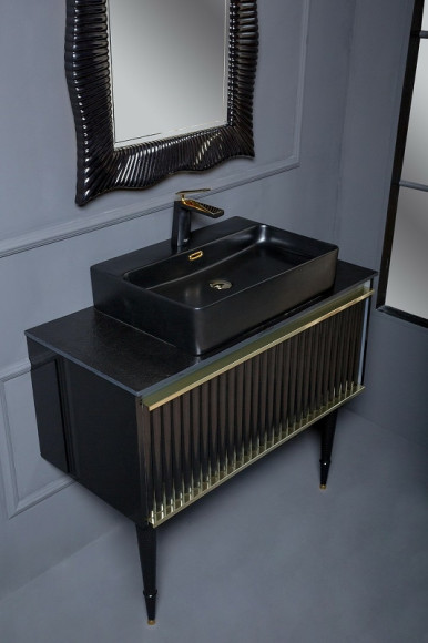 Тумба под раковину Boheme Armadi Art Vallessi Avangarde Canale 80 843-080-BG подвесная Черная Золото