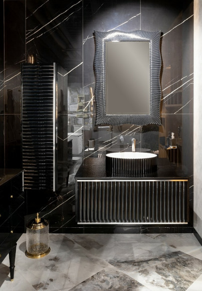 Тумба под раковину Boheme Armadi Art Vallessi Avangarde Canale 80 843-080-BG подвесная Черная Золото