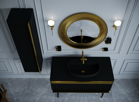 Тумба под раковину Boheme Armadi Art Vallessi Avangarde Canale 80 843-080-BG подвесная Черная Золото