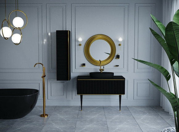 Тумба под раковину Boheme Armadi Art Vallessi Avangarde Canale 80 843-080-BG подвесная Черная Золото