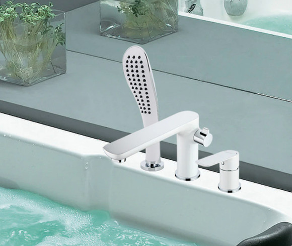 Смеситель на борт ванны Gappo G48 G1148 Белый Хром