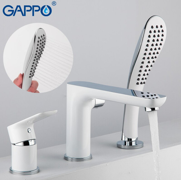 Смеситель на борт ванны Gappo G48 G1148 Белый Хром