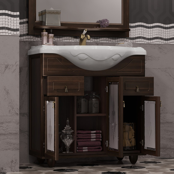 Тумба под раковину Opadiris Тибет 85 00-00002852 со стеклом Орех антикварный Тумба под раковину Opadiris Тибет 85 00-00002852 со стеклом Орех антикварный