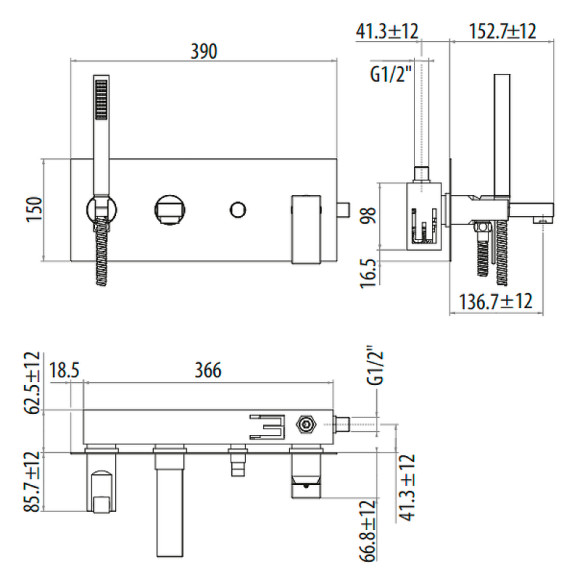 Смеситель для ванны Gattoni Kubik 2505/25C0 Хром Смеситель для ванны Gattoni Kubik 2505/25C0 Хром