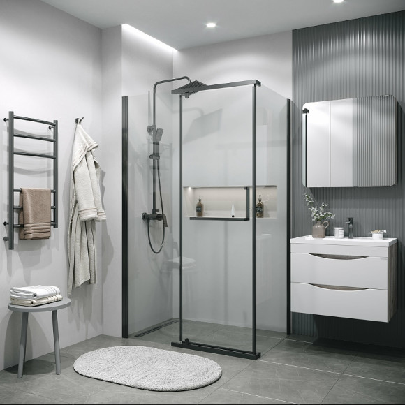 Душевая стенка Grossman Pragma 90 200.K33.03.90.42.00 профиль Графит сатин стекло прозрачное