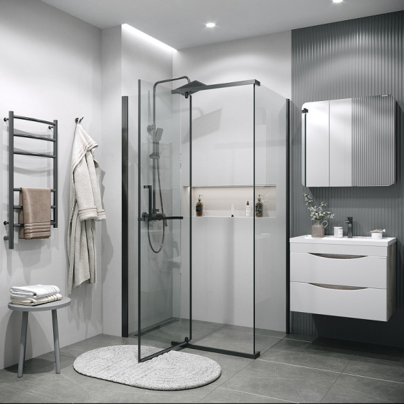 Душевая стенка Grossman Pragma 90 200.K33.03.90.42.00 профиль Графит сатин стекло прозрачное