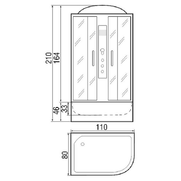 Душевая кабина River Nara 110x80 МТ L 10000002818 с поддоном Душевая кабина River Nara 110x80 МТ L 10000002818 с поддоном
