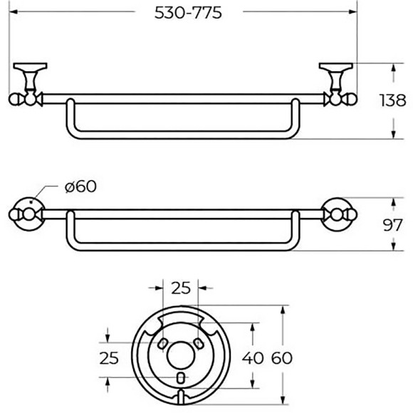 Полотенцедержатель Art&Max Antic Crystal AM-E-2648CLS двойной Хром