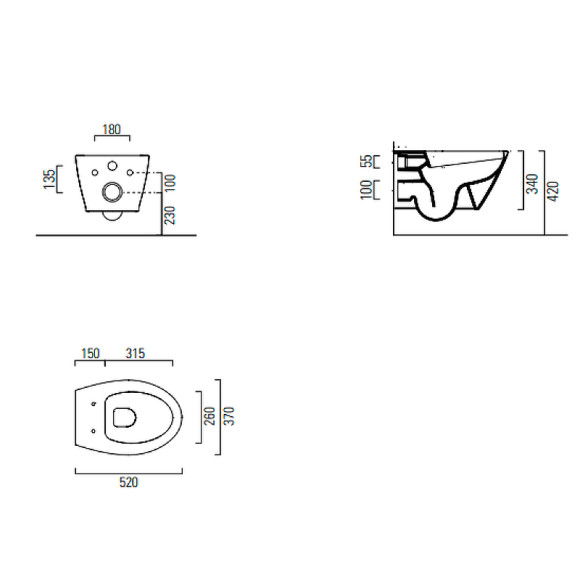 Унитаз GSI Modo 981611 подвесной без сиденья Унитаз GSI Modo 981611 подвесной без сиденья