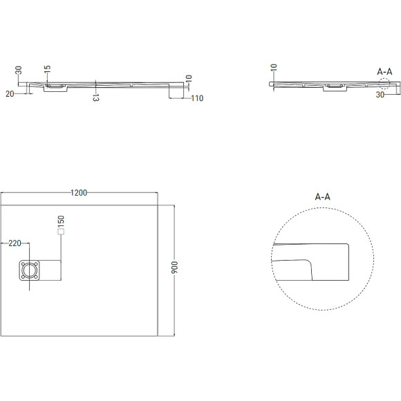 Душевой поддон из искусственного камня Salini Oasi 120x90 120322M Белый матовый Душевой поддон из искусственного камня Salini Oasi 120x90 120322M Белый матовый