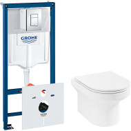 Комплект унитаза Jacob Delafon Elite EDX114RU-00 с инсталляцией Grohe Rapid SL 38775001 с сиденьем Микролифт и клавишей смыва Хром Комплект унитаза Jacob Delafon Elite EDX114RU-00 с инсталляцией Grohe Rapid SL 38775001 с сиденьем Микролифт и клавишей смыва Хром