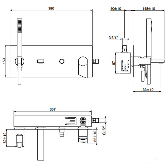 Смеситель для ванны Gattoni Soffio 8105/81DS Темный никель шлифованный