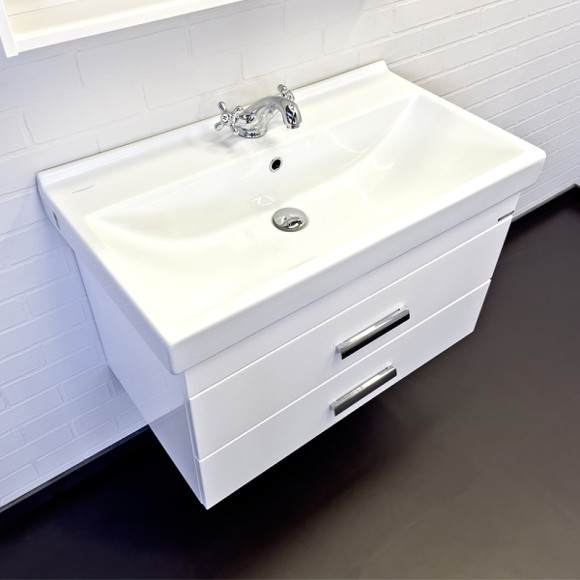 Тумба с раковиной Comforty Никосия 80П 00-00011163 подвесная Белая глянцевая Тумба с раковиной Comforty Никосия 80П 00-00011163 подвесная Белая глянцевая