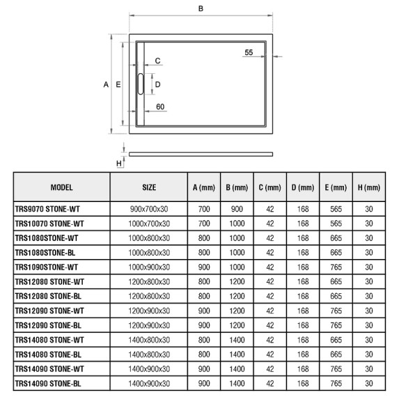Душевой поддон из искусственного камня WeltWasser WW TRS 14080 STONE-BL 140x80 10000004383 Черный Душевой поддон из искусственного камня WeltWasser WW TRS 14080 STONE-BL 140x80 10000004383 Черный