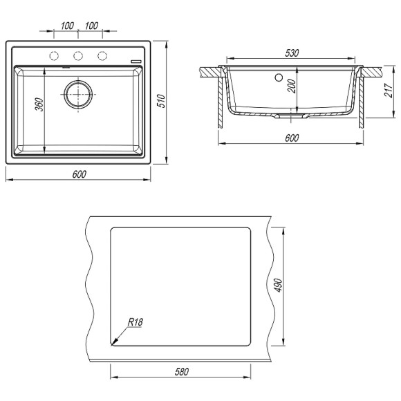Кухонная мойка Florentina Липси-600 20.120.D0600.305 Грей Кухонная мойка Florentina Липси-600 20.120.D0600.305 Грей